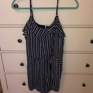 Blue and white striped romper